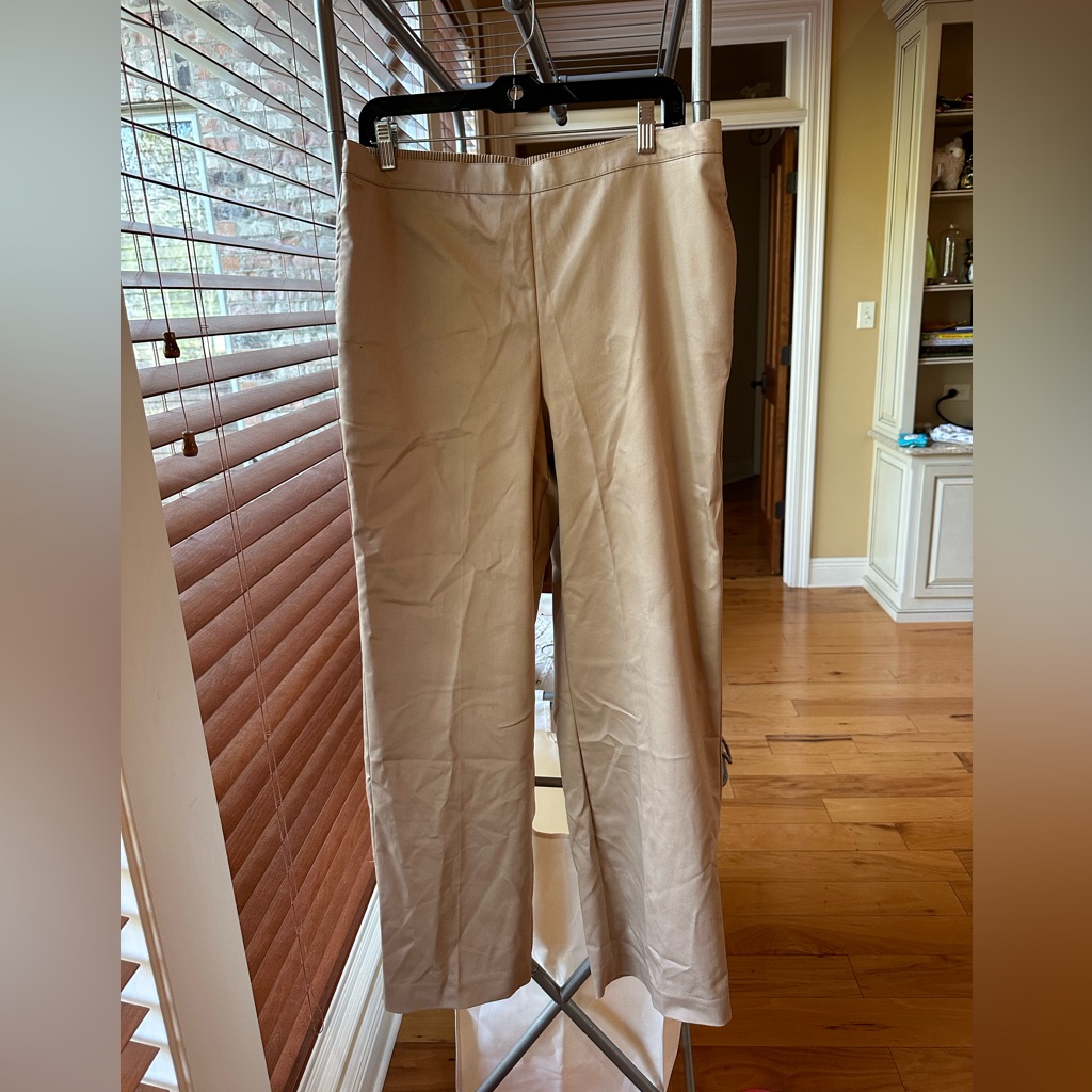Alfred Dunner Cottage Charm Khaki Size 14 Classic Fit Pants With Elastic Waist